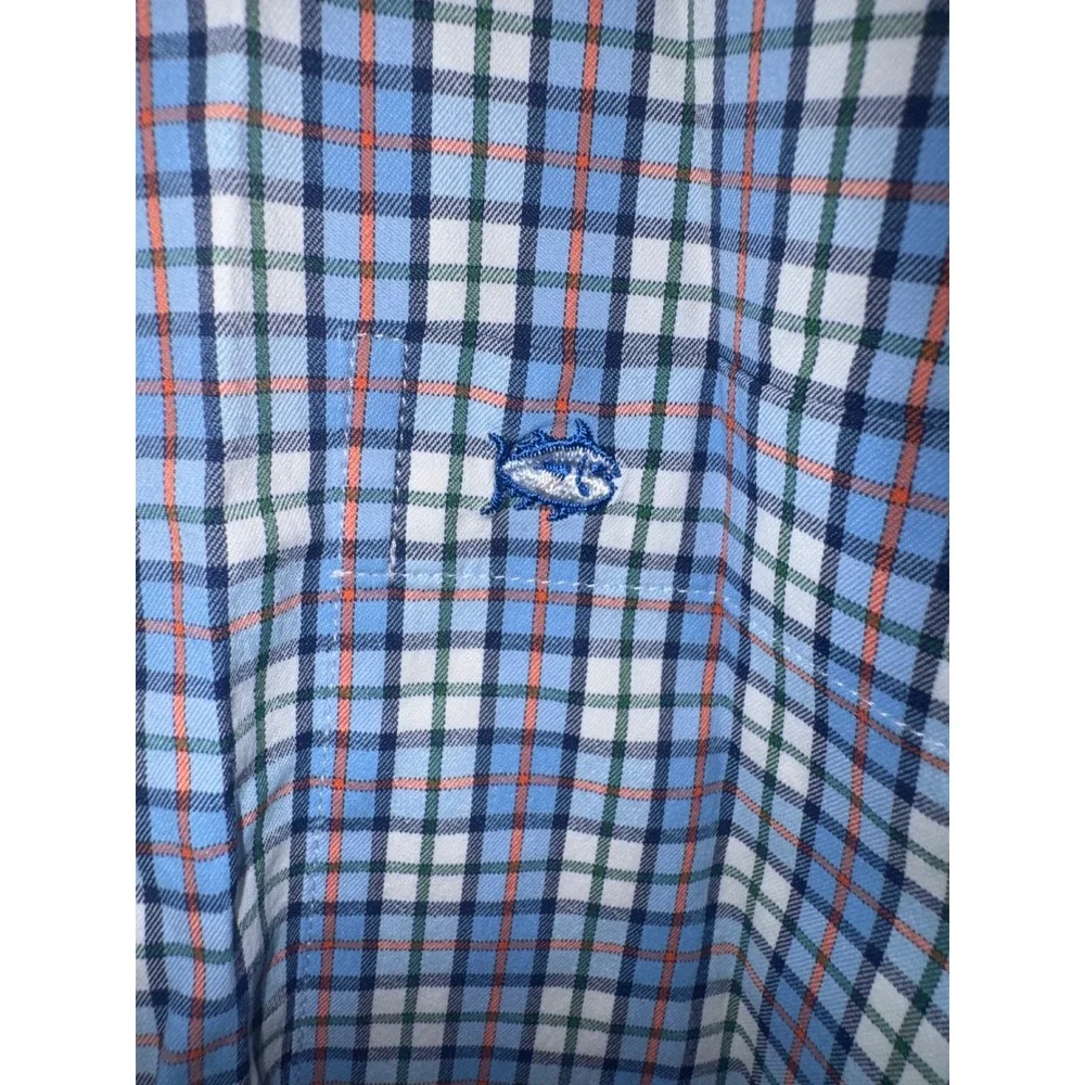 Southern Tide Performance Shirt Mens Blue Plaid Button Down Long Sleeve Large - Picture 2 of 4